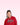 Girl wearing a red 'Chicago' hoodie with a background