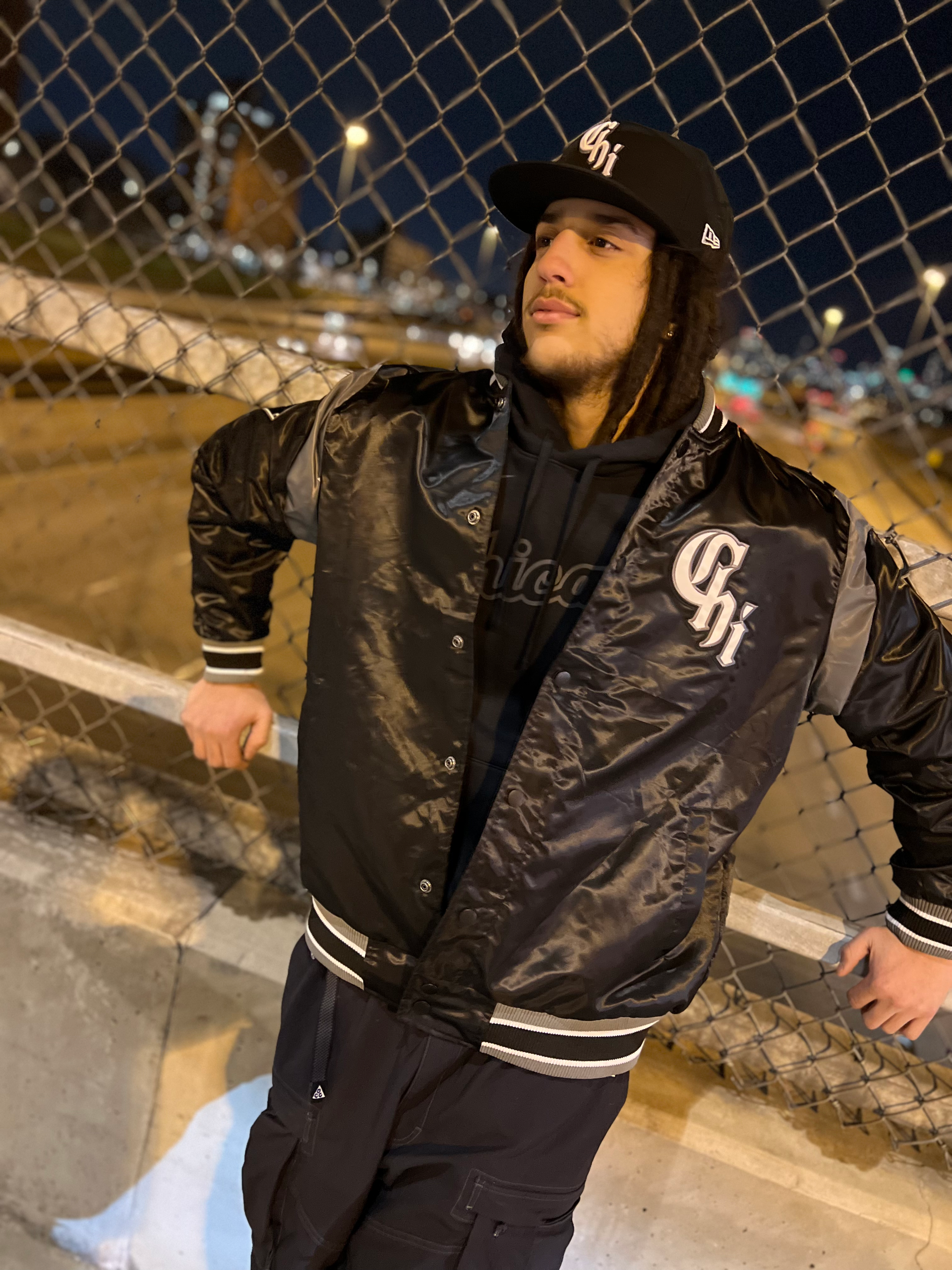 Starter White Sox City Connect Black Southside Satin Jacket Starter White Sox City Connect Black Southside Satin Jacket